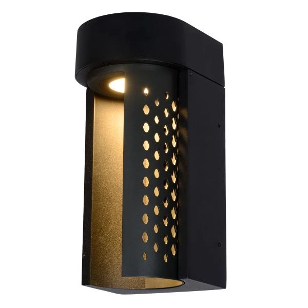 Lucide KIRAN - Wandlamp Binnen/Buiten - LED - 1x10W 2700K - IP65 - Zwart - detail 1